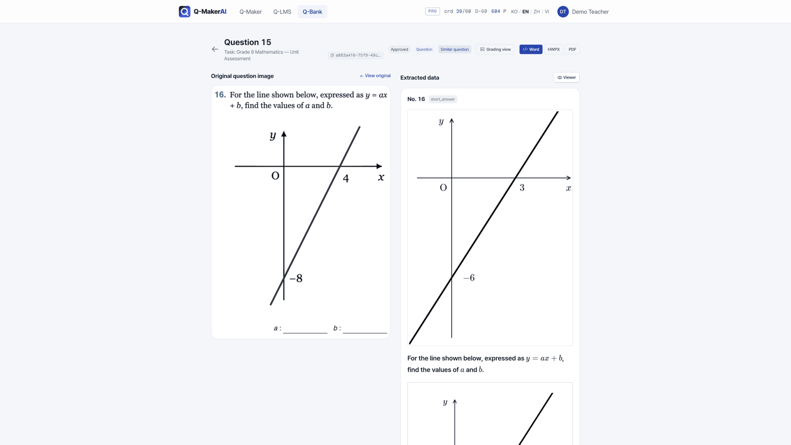 Q-MakerAI review screen: the original scanned figure beside its deterministically redrawn, copyright-safe version.